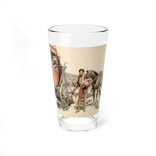 Stagecoach Hold Up (Magazine Illustration) Pint Glass 16oz 16oz - Go Mug Yourself