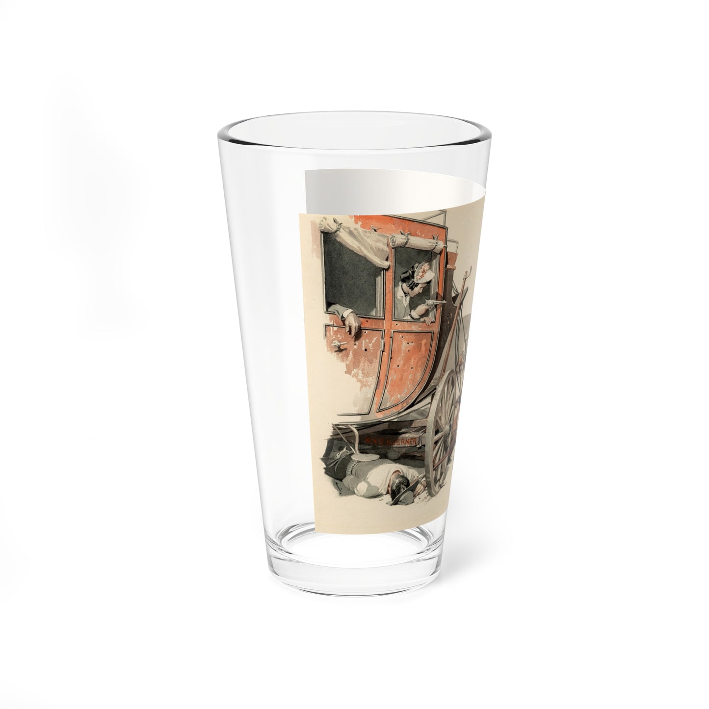 Stagecoach Hold Up (Magazine Illustration) Pint Glass 16oz-Go Mug Yourself