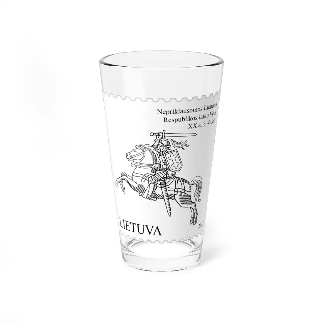 Stamp Coat of arms of the Republic of Lithuania in the 1930s (Lithuania) (Coat of Arms) Pint Glass 16oz 16oz - Go Mug Yourself