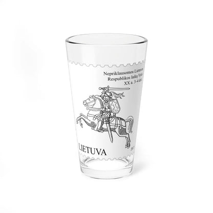 Stamp Coat of arms of the Republic of Lithuania in the 1930s (Lithuania) (Coat of Arms) Pint Glass 16oz 16oz - Go Mug Yourself