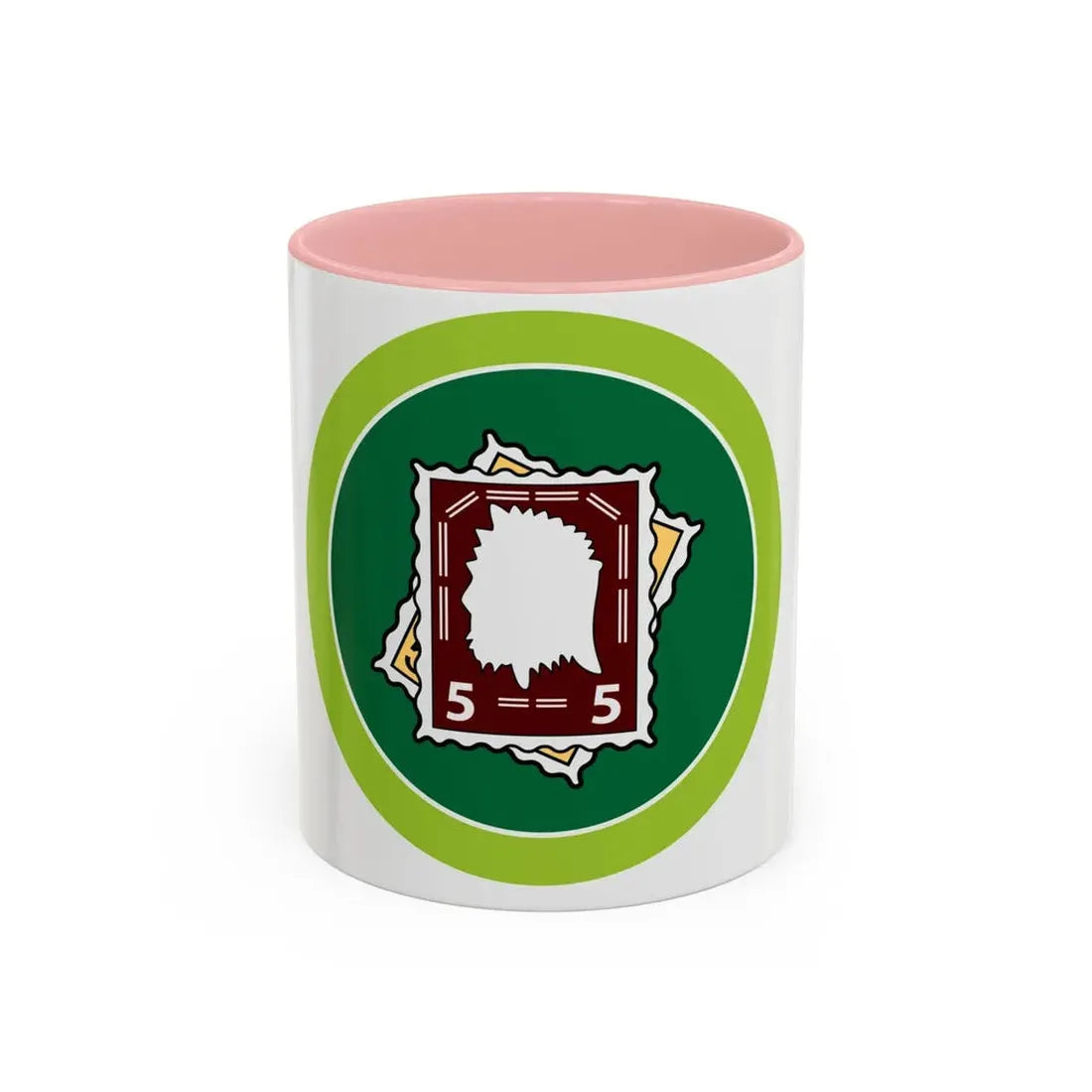 Stamp Collecting (Boy Scout Merit Badge) Accent Coffee Mug 11oz Pink - Go Mug Yourself