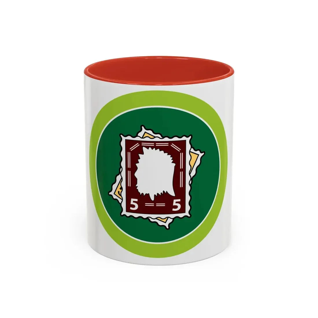 Stamp Collecting (Boy Scout Merit Badge) Accent Coffee Mug 11oz Red - Go Mug Yourself