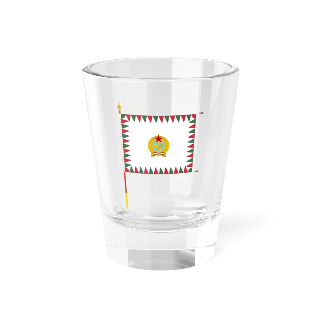 Standard for armoured regiments of the Hungarian Defence Forces 1949-1950 with staff (Hungary) Shot Glass 1.5oz 1.5oz - Go Mug Yourself