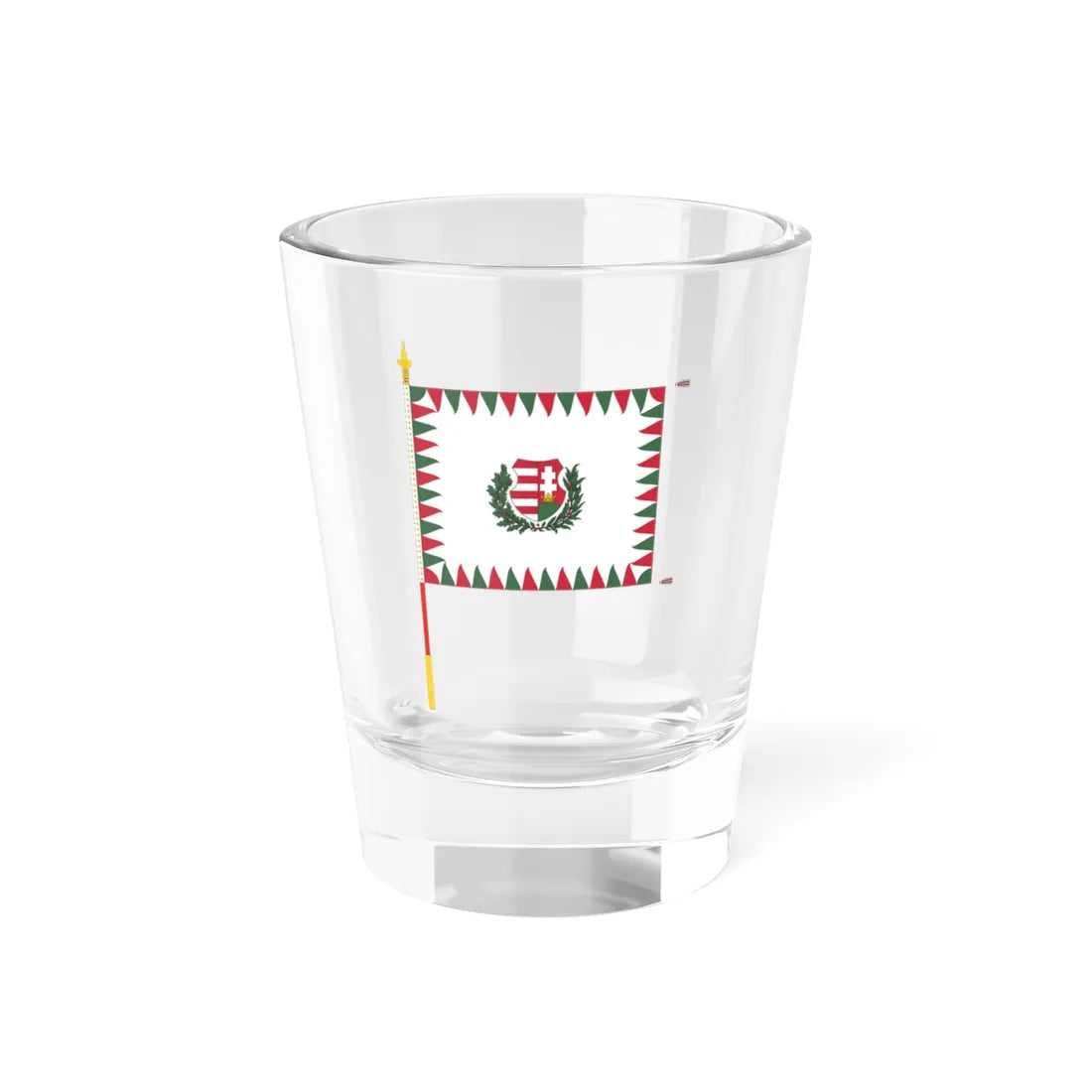 Standard for armoured regiments of the Hungarian Defence Forces 1949 with staff (Hungary) Shot Glass 1.5oz 1.5oz - Go Mug Yourself