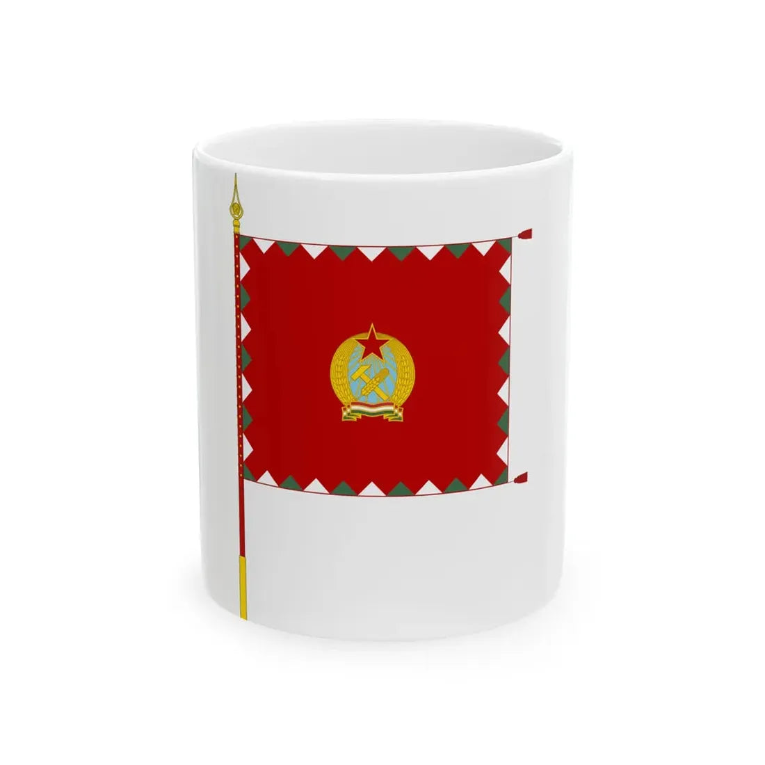 Standard for armoured regiments of the Hungarian Peoples Army 1950-1957 with staff (Hungary) White Coffee Mug 11oz - Go Mug Yourself