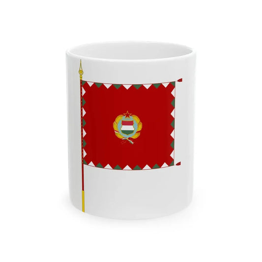 Standard for armoured regiments of the Hungarian Peoples Army 1957-1976 with staff (Hungary) White Coffee Mug 11oz - Go Mug Yourself