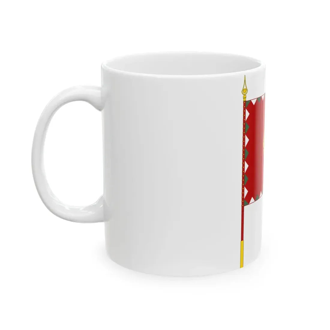 Standard for armoured regiments of the Hungarian Peoples Army 1957-1976 with staff (Hungary) White Coffee Mug - Go Mug Yourself