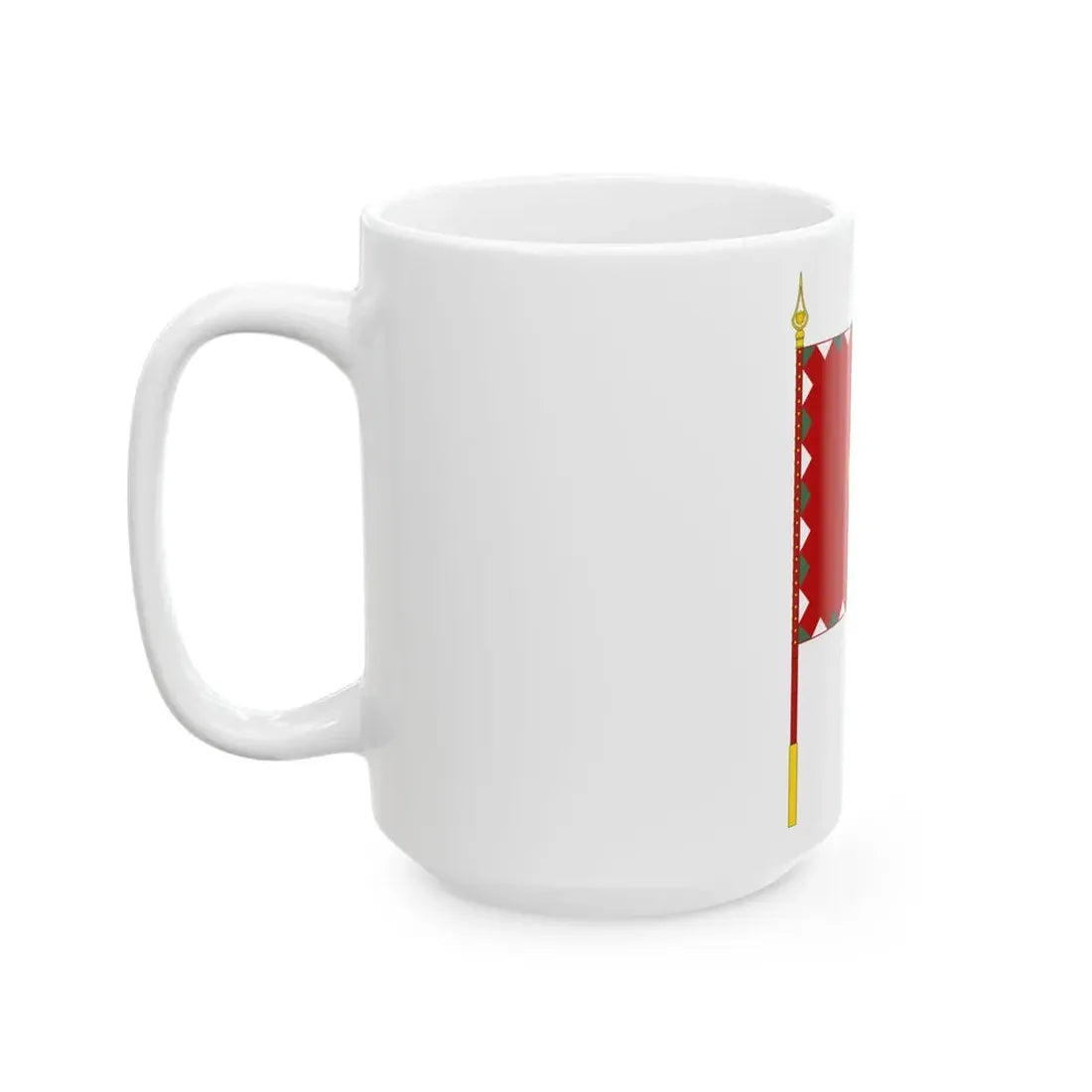 Standard for armoured regiments of the Hungarian Peoples Army 1957-1976 with staff (Hungary) White Coffee Mug - Go Mug Yourself