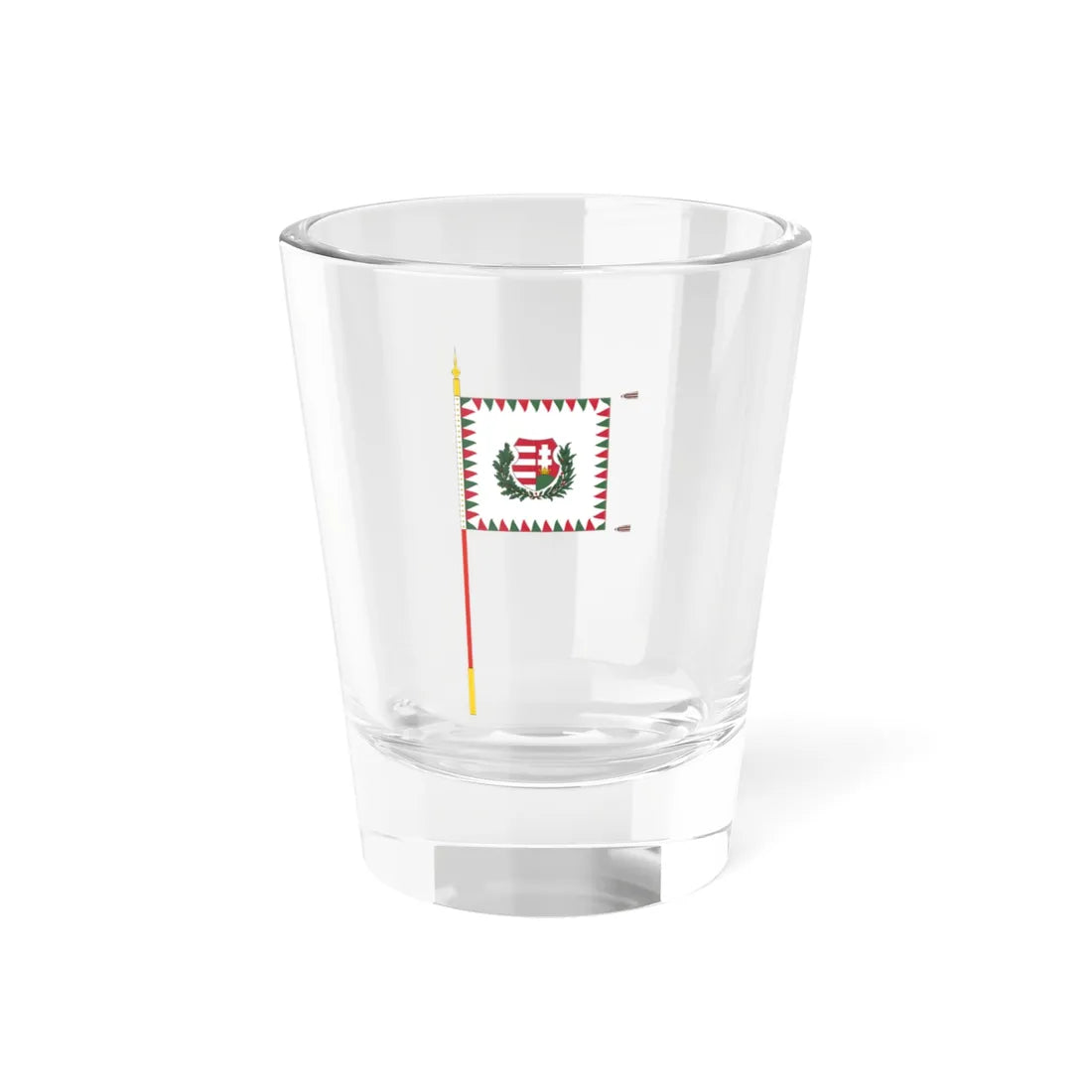 Standard for motorised rifle regiments of the Hungarian Defence Forces 1949 with staff (Hungary) Shot Glass 1.5oz 1.5oz - Go Mug Yourself