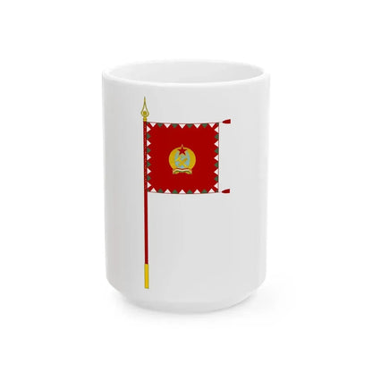 Standard for motorised rifle regiments of the Hungarian Peoples Army 1950-1957 with staff (Hungary) White Coffee Mug 15oz - Go Mug Yourself