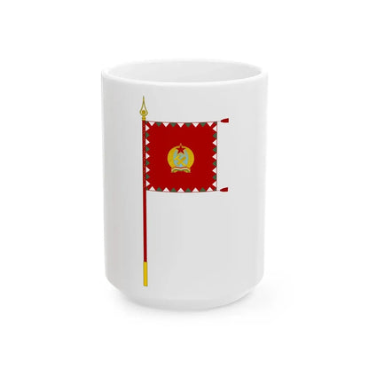Standard for motorised rifle regiments of the Hungarian Peoples Army 1950-1957 with staff (Hungary) White Coffee Mug 15oz - Go Mug Yourself