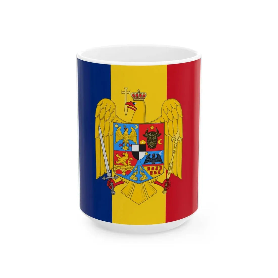 Standard of Marshal Ion Antonescu (Moldova) White Coffee Mug 15oz - Go Mug Yourself