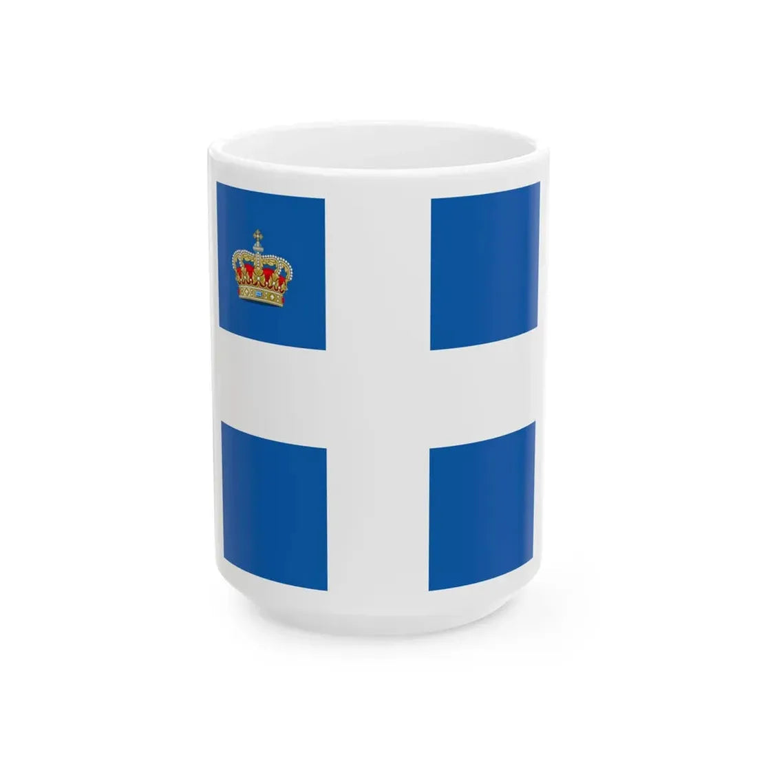 Standard of members of the Greek Royal Family 1914 pattern (Greece) White Coffee Mug 15oz - Go Mug Yourself