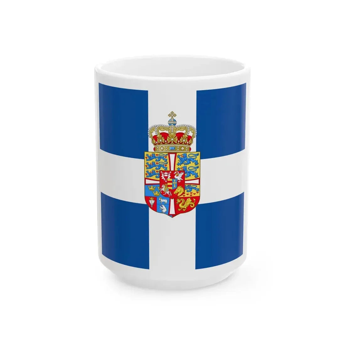 Standard of members of the Greek Royal Family 1936-1967 (Greece) White Coffee Mug 15oz - Go Mug Yourself