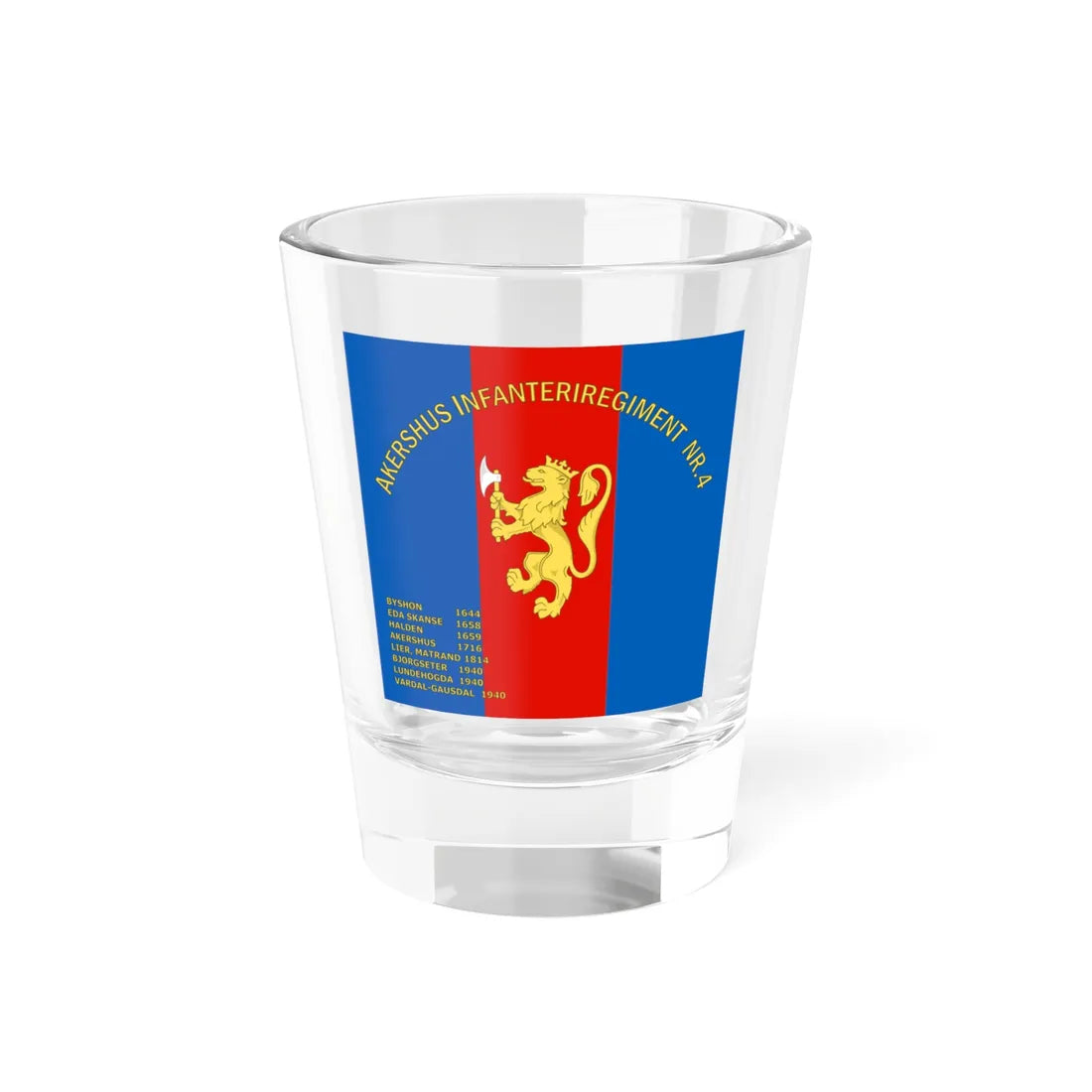 Standard of the Akershus Infantry Regiment No.4 (Norway) Shot Glass 1.5oz 1.5oz - Go Mug Yourself