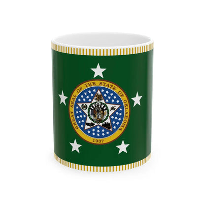 Standard of the Governor of Oklahoma With Fringe (United States) White Coffee Mug 11oz - Go Mug Yourself