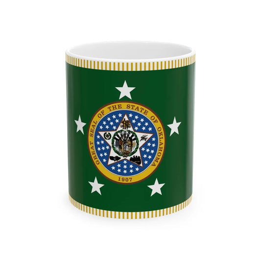 Standard of the Governor of Oklahoma With Fringe (United States) White Coffee Mug 11oz - Go Mug Yourself