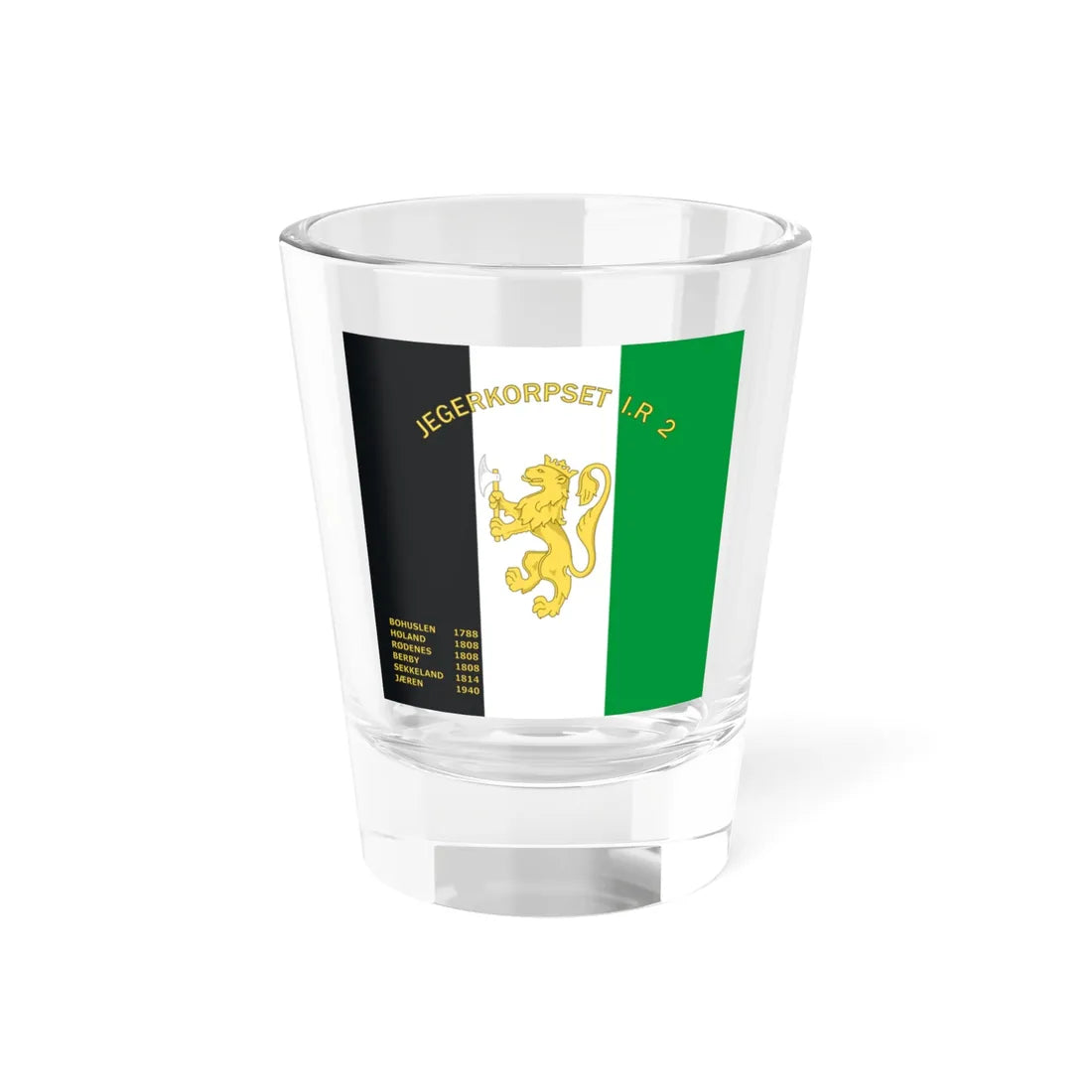 Standard of the Jegerkorpset Infantry Regiment No.2 (Norway) Shot Glass 1.5oz 1.5oz - Go Mug Yourself