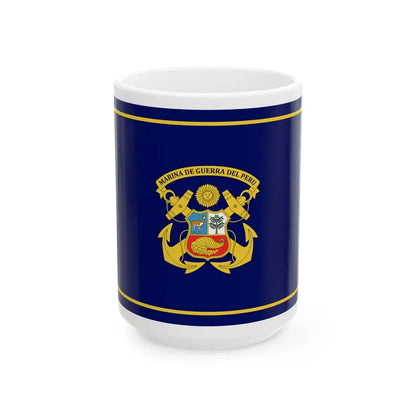 Standard of the Peruvian Navy (Peru) White Coffee Mug 15oz - Go Mug Yourself