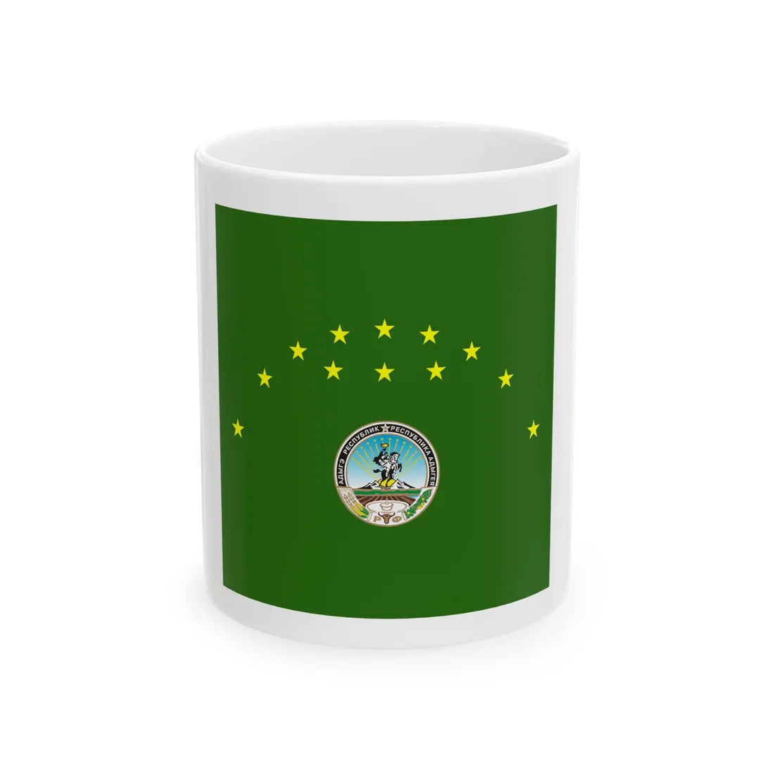 Standard of the President of the Republic of Adygea (Russia) White Coffee Mug 11oz - Go Mug Yourself