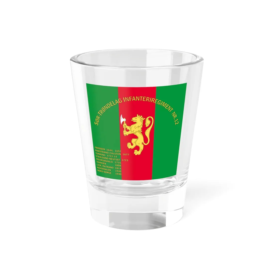 Standard of the Sør-Trøndelag Infantry Regiment No.12 (Norway) Shot Glass 1.5oz 1.5oz - Go Mug Yourself