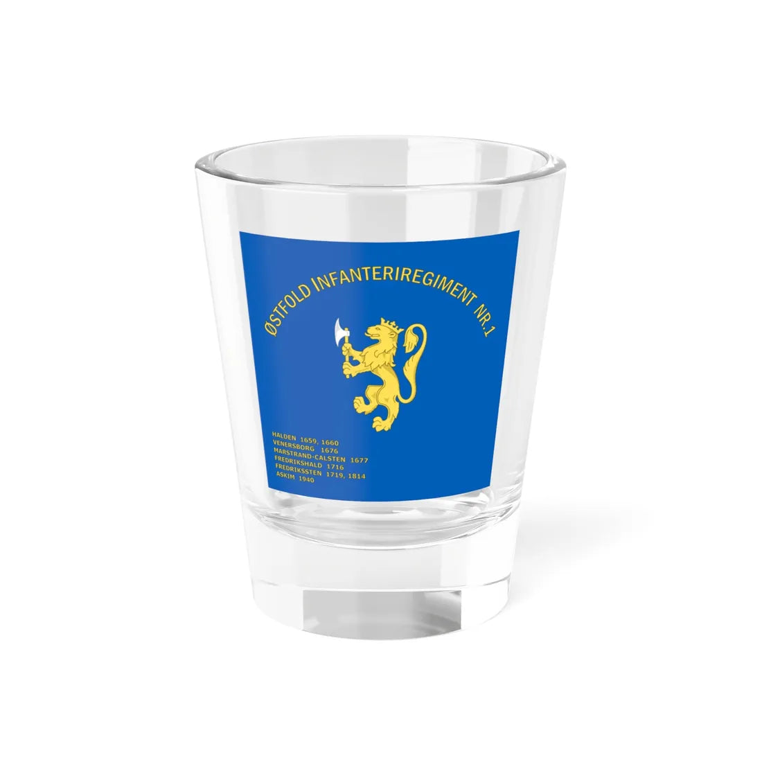 Standard of the Østfold Infantry Regiment No.1 (Norway) Shot Glass 1.5oz 1.5oz - Go Mug Yourself