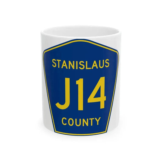 Stanislaus County J14 (California) (Road Sign) White Coffee Mug 11oz - Go Mug Yourself