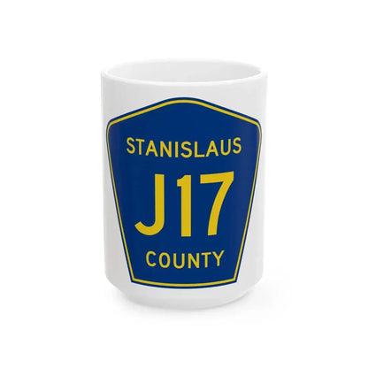 Stanislaus County J17 (California) (Road Sign) White Coffee Mug 15oz - Go Mug Yourself