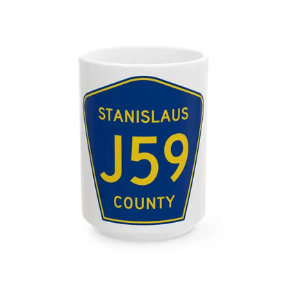 Stanislaus County J59 (California) (Road Sign) White Coffee Mug 15oz - Go Mug Yourself