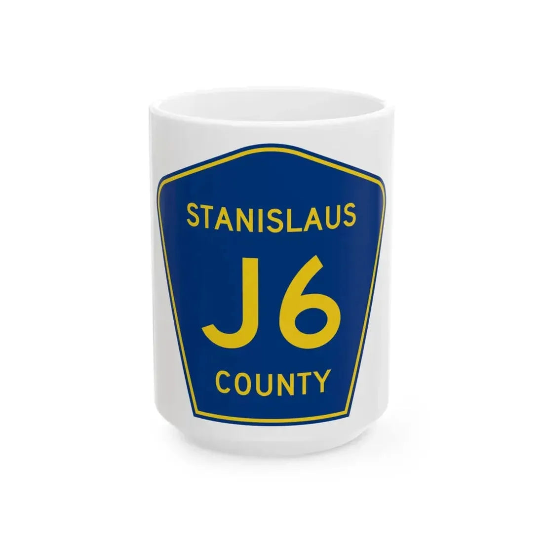 Stanislaus County J6 (California) (Road Sign) White Coffee Mug 15oz - Go Mug Yourself