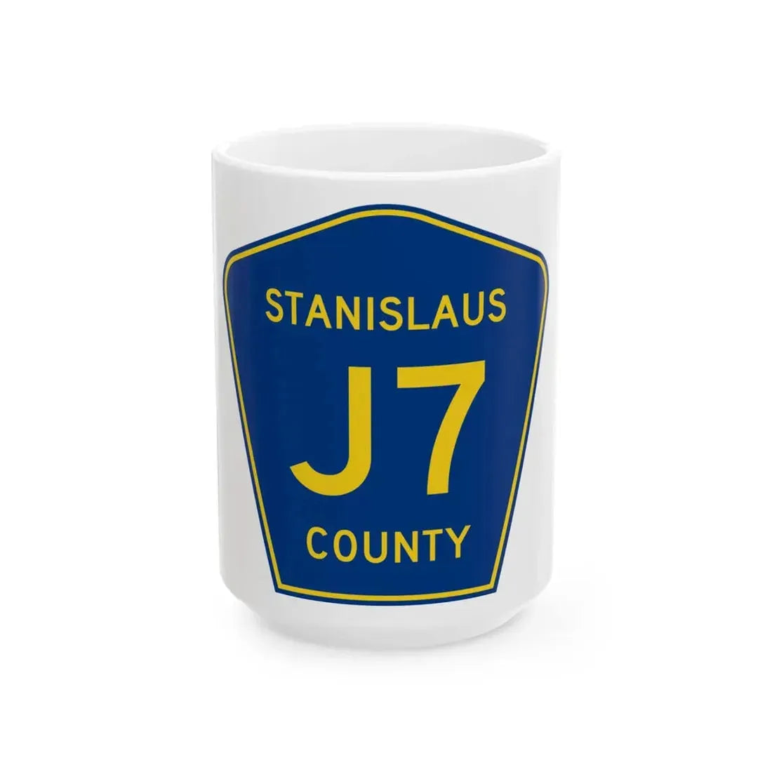 Stanislaus County J7 (California) (Road Sign) White Coffee Mug 15oz - Go Mug Yourself