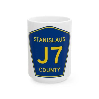 Stanislaus County J7 (California) (Road Sign) White Coffee Mug 15oz - Go Mug Yourself
