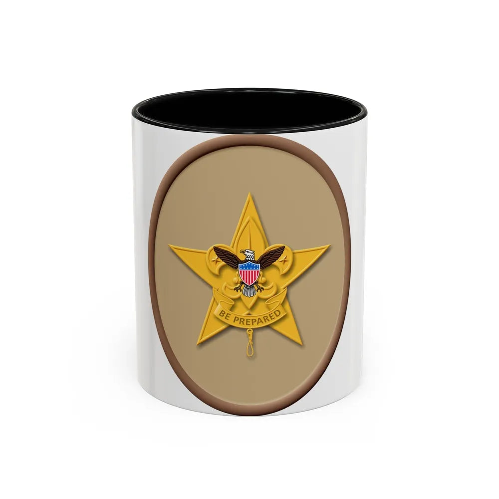 Star (Boy Scout Merit Badge) Accent Coffee Mug-11oz-Black-Go Mug Yourself