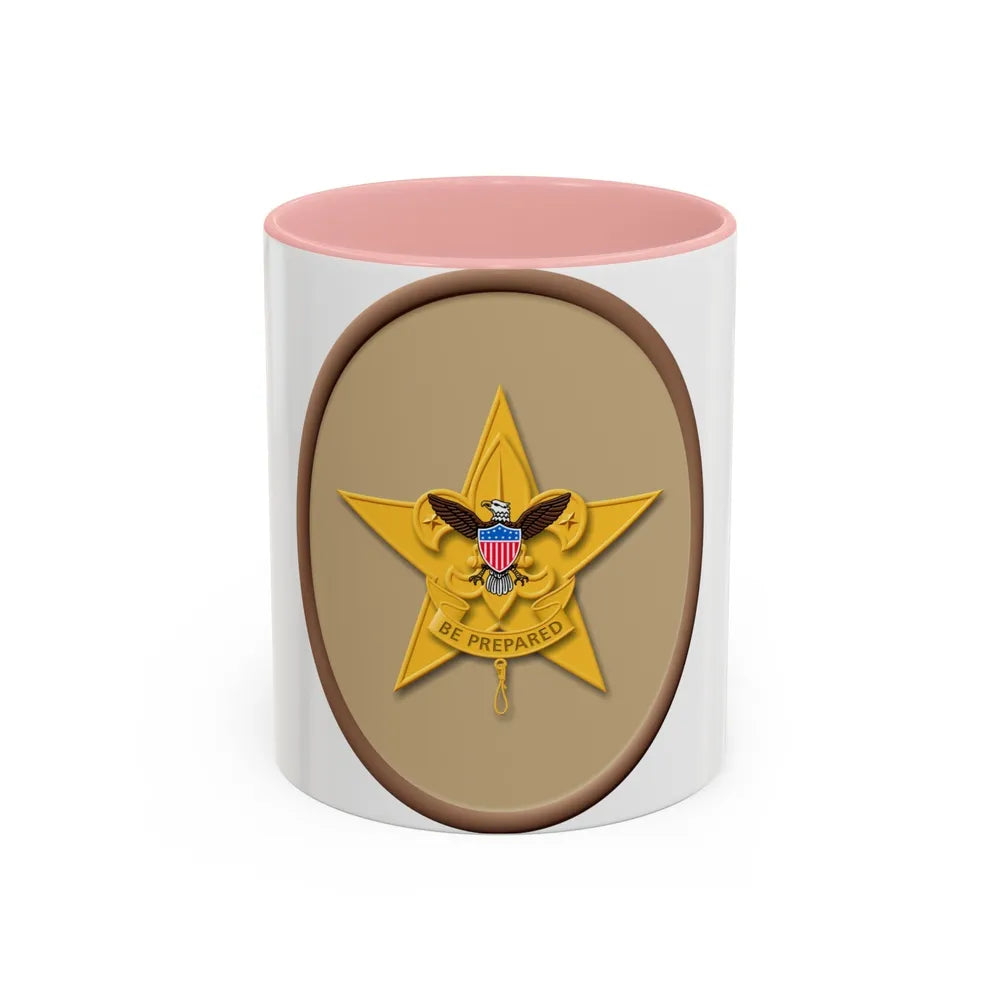 Star (Boy Scout Merit Badge) Accent Coffee Mug-11oz-Pink-Go Mug Yourself