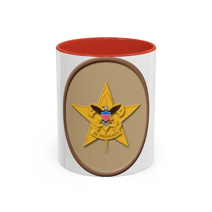 Star (Boy Scout Merit Badge) Accent Coffee Mug-11oz-Red-Go Mug Yourself