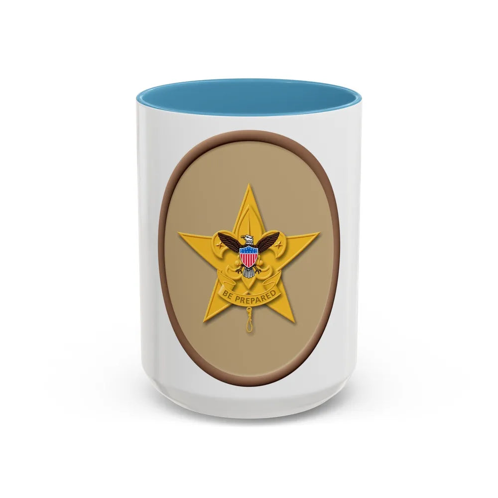 Star (Boy Scout Merit Badge) Accent Coffee Mug-15oz-Light Blue-Go Mug Yourself