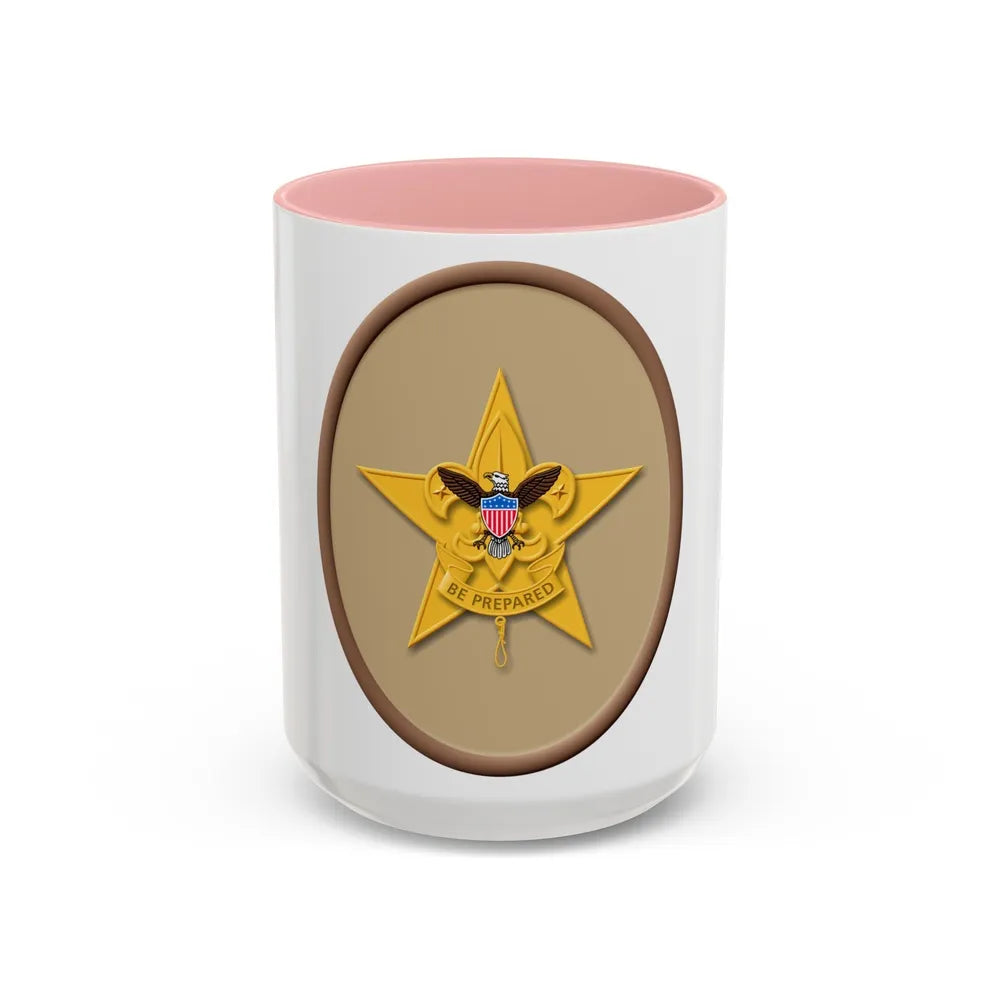 Star (Boy Scout Merit Badge) Accent Coffee Mug-15oz-Pink-Go Mug Yourself