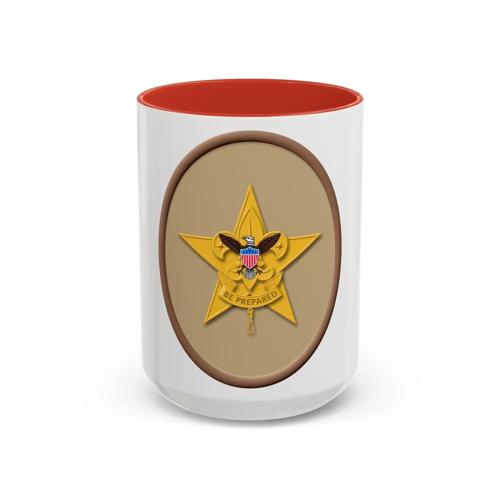 Star (Boy Scout Merit Badge) Accent Coffee Mug-15oz-Red-Go Mug Yourself