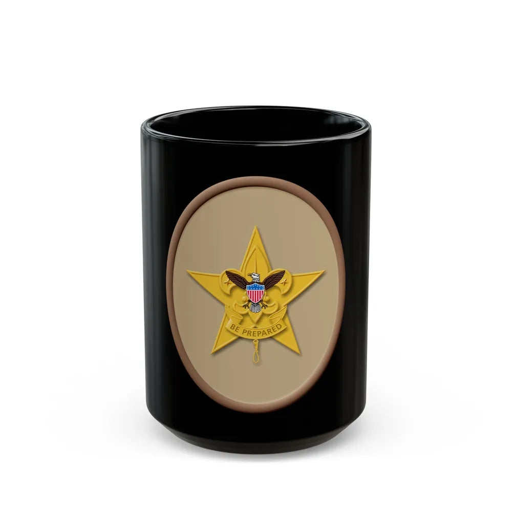 Star (Boy Scout Merit Badge) Black Coffee Mug-15oz-Go Mug Yourself