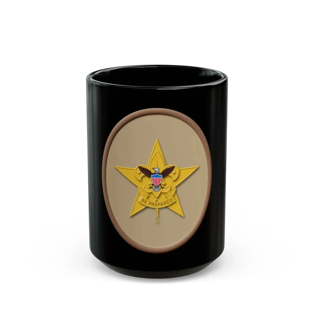Star (Boy Scout Merit Badge) Black Coffee Mug 15oz - Go Mug Yourself