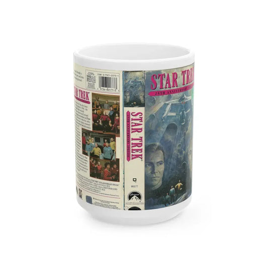 STAR TREK 25TH ANNIVERSARY SPECIAL (VHS COVER) - White Coffee Mug 15oz - Go Mug Yourself