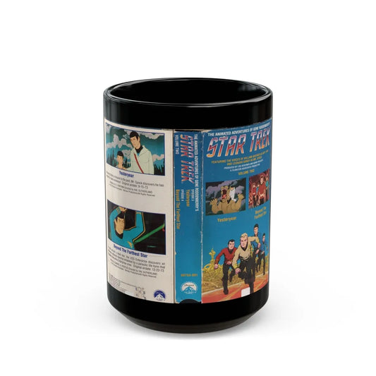 STAR TREK THE ANIMATED SERIES YESTERYEAR AND BEYOND THE FARTHEST STAR (VHS COVER) - Black Coffee Mug-15oz-Go Mug Yourself