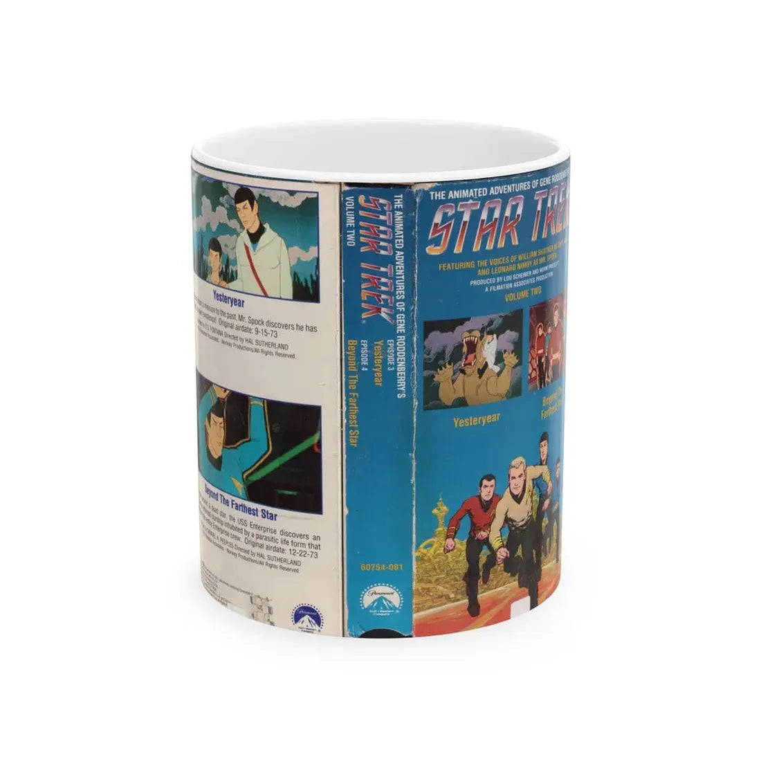 STAR TREK THE ANIMATED SERIES YESTERYEAR AND BEYOND THE FARTHEST STAR (VHS COVER) - White Coffee Mug 11oz - Go Mug Yourself