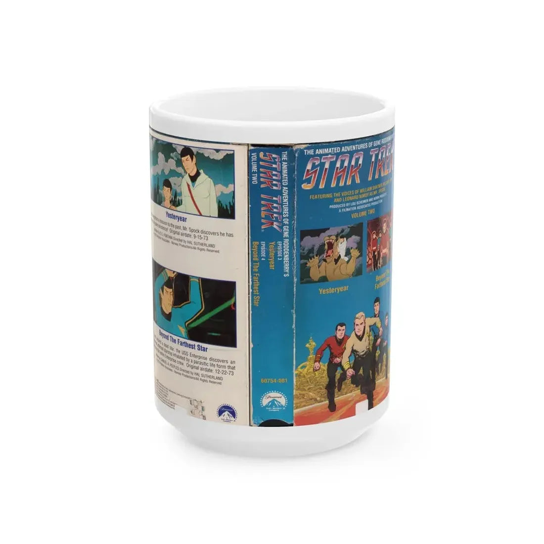 STAR TREK THE ANIMATED SERIES YESTERYEAR AND BEYOND THE FARTHEST STAR (VHS COVER) - White Coffee Mug 15oz - Go Mug Yourself