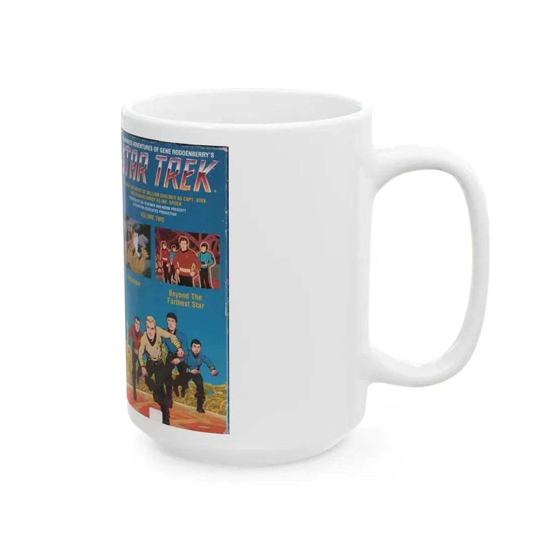 STAR TREK THE ANIMATED SERIES YESTERYEAR AND BEYOND THE FARTHEST STAR (VHS COVER) - White Coffee Mug - Go Mug Yourself