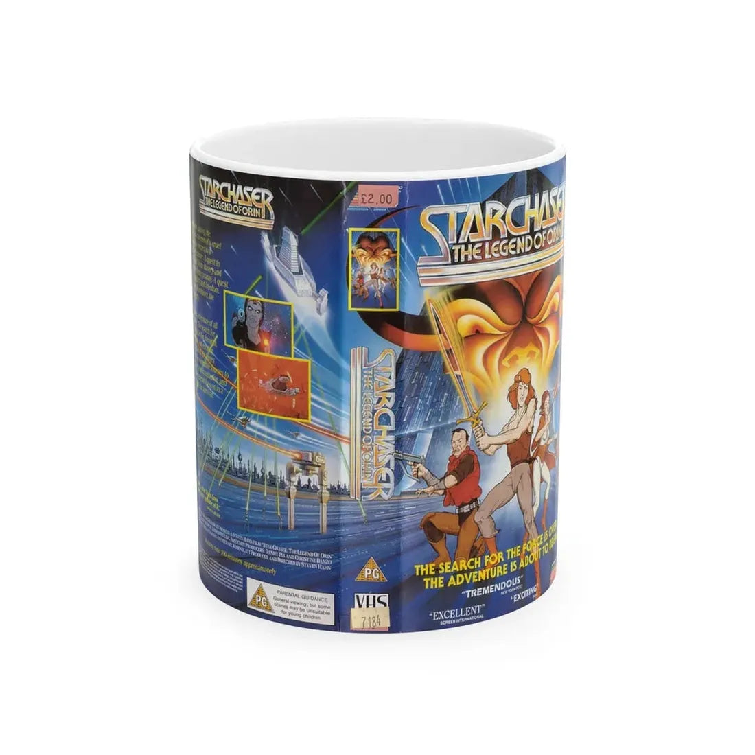 STARCHASER THE LEGEND OF ORIN (VHS COVER) - White Coffee Mug 11oz - Go Mug Yourself