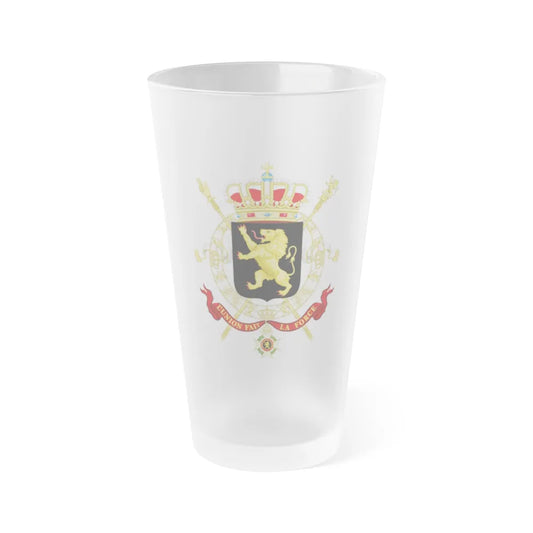 State Coat of Arms of Belgium - Frosted Pint Glass 16oz-Go Mug Yourself