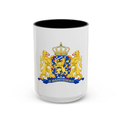 State coat of arms of the Netherlands - Accent Coffee Mug 15oz Black - Go Mug Yourself
