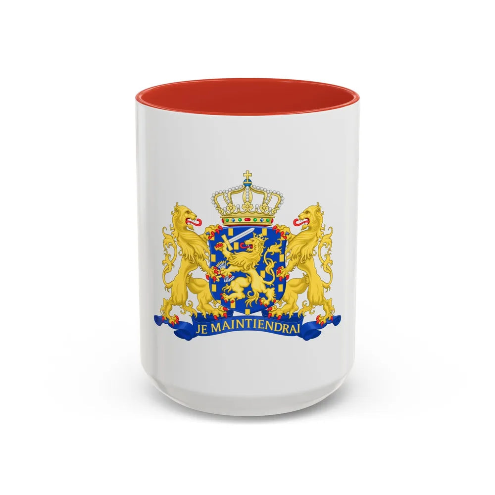 State coat of arms of the Netherlands - Accent Coffee Mug 15oz Red - Go Mug Yourself