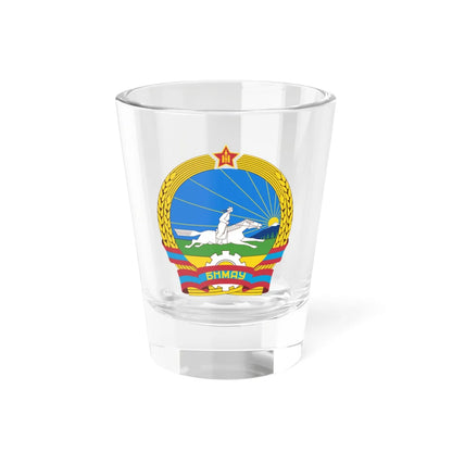 State emblem of the Peoples republic of Mongolia 1960-1992 (Mongolia) (Coat of Arms) Shot Glass 1.5oz 1.5oz - Go Mug Yourself